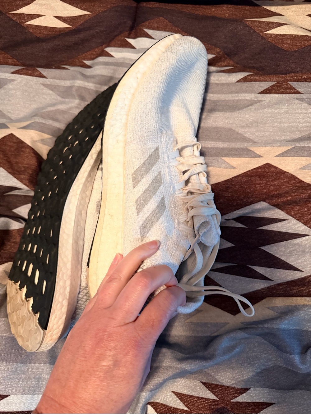 adidas Women's White and Black Knit Running Shoes